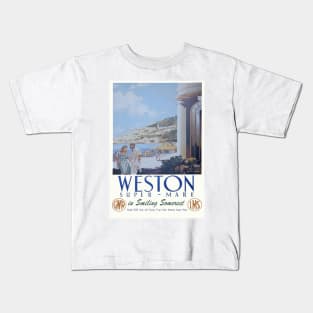 Vintage GWR travel poster advert for Weston Super - Mare Kids T-Shirt